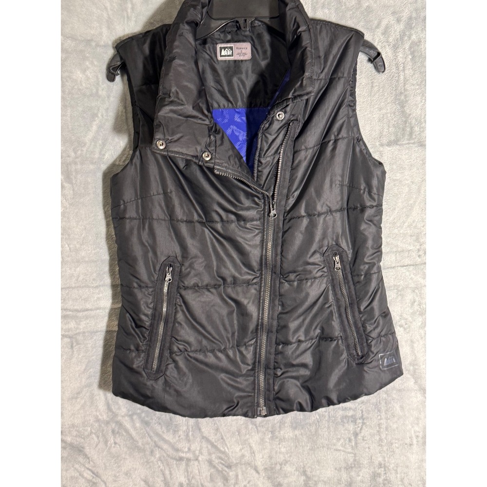 REI Womens Black Quilted Puffer Vest Full Zip Insulated Small RN37249